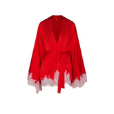 SILK LACE ROBE | RUBY CONTRAST