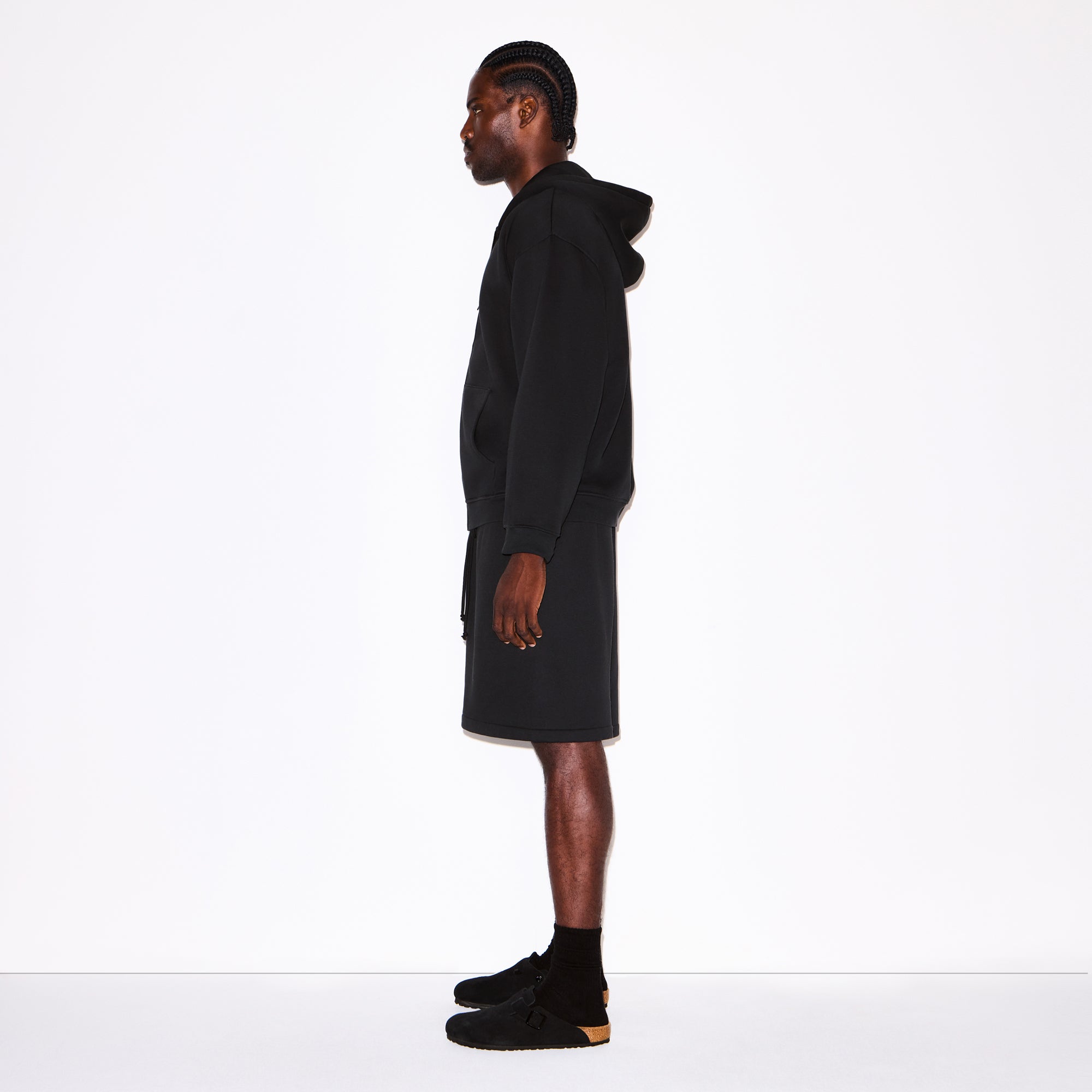 FLEECE LOUNGE MENS RELAXED ZIP UP HOODIE | WASHED ONYX