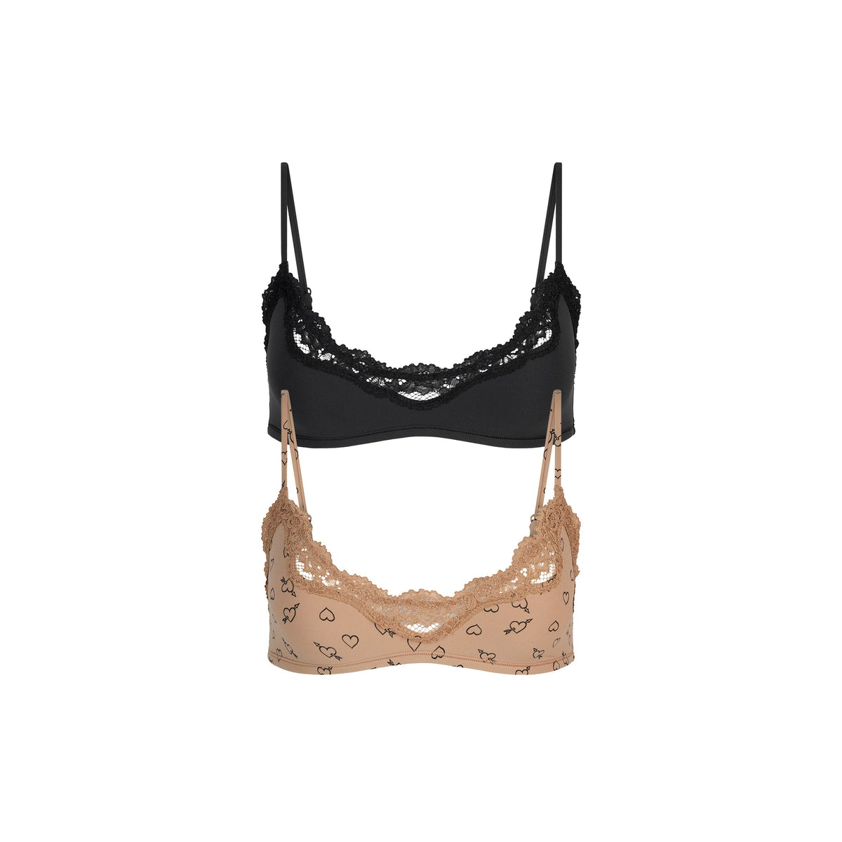 FITS EVERYBODY LACE SCOOP BRALETTE 2-PACK | ONYX AND SKETCHED HEARTS