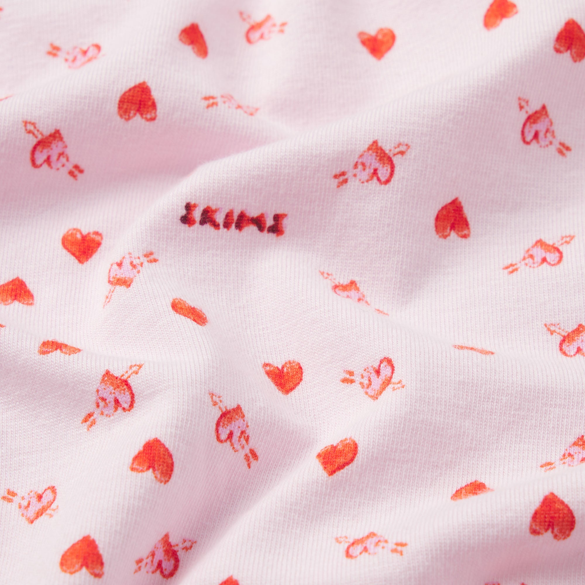LIGHTWEIGHT COTTON LOGO PICOT STRING BIKINI | BABY PINK ARROWED HEARTS